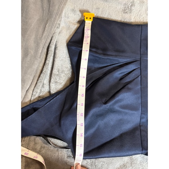 NWOT Alfred Sung SZ 6 Midnight Navy Blue Dress One Shoulder Satin Trumpet Gown - Picture 6 of 9